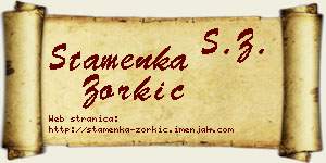 Stamenka Zorkić vizit kartica